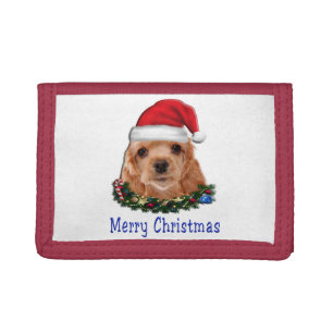 Cocker spaniel puppie christmas trifold wallet