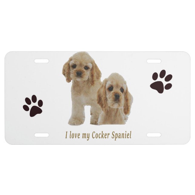 Cocker spaniel puppies license plate (Front)
