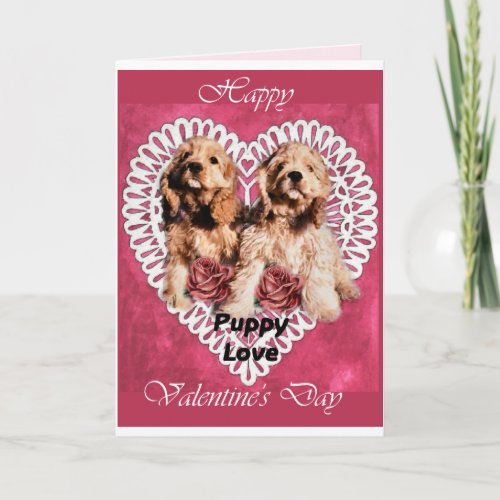 Cocker Spaniel Puppies Valentines Holiday Card