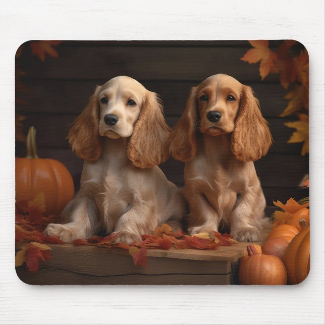 Cocker Spaniel Puppy Autumn Delight Pumpkin  Mouse Pad (Front)