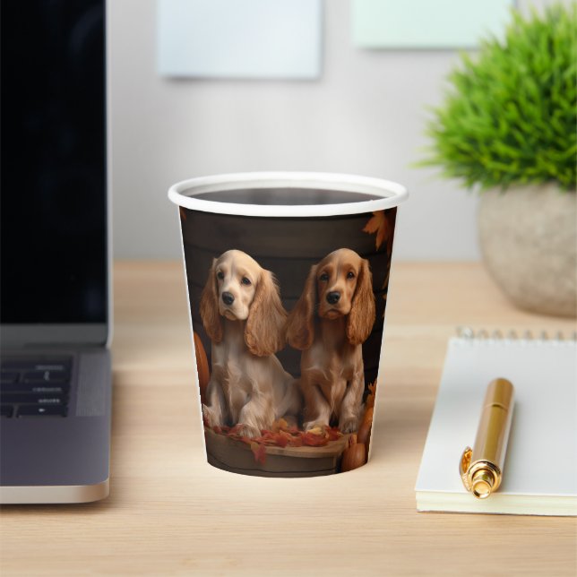 Cocker Spaniel Puppy Autumn Delight Pumpkin  Paper Cups (Insitu)