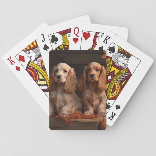 Cocker Spaniel Puppy Autumn Delight Pumpkin  Poker Cards