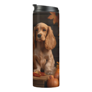 Cocker Spaniel Puppy Autumn Delight Pumpkin Thermal Tumbler