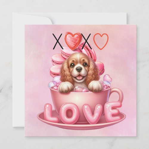 Cocker Spaniel Puppy Dog for Valentines Day Holiday Card