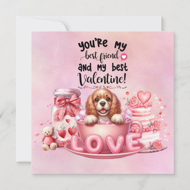 Cocker Spaniel Puppy Dog for Valentine's Day Holiday Card (Front)