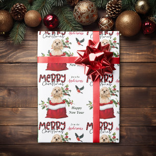 Cocker Spaniel Puppy Dog in Christmas Gift Bag Wrapping Paper