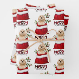Cocker Spaniel Puppy Dog in Holiday Gift Bag Wrapping Paper Sheets
