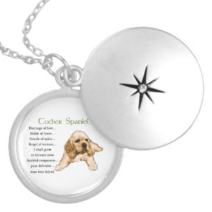 Cocker Spaniel Puppy Lovers Art Silver Plated Necklace