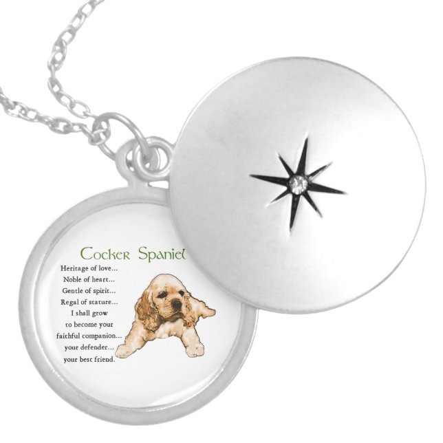 Cocker Spaniel Puppy Lovers Art Silver Plated Necklace (Front)