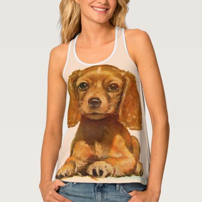 cocker spaniel puppy print tank top (Front)
