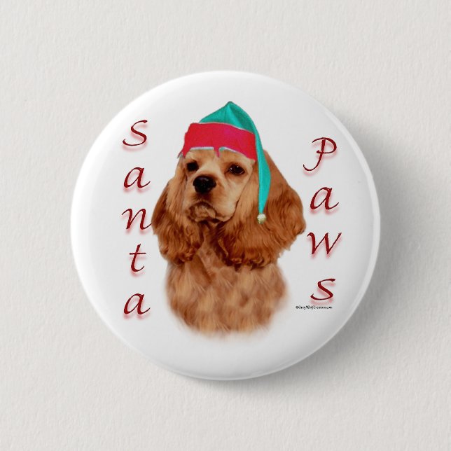 Cocker Spaniel (red) Santa Paws Button (Front)