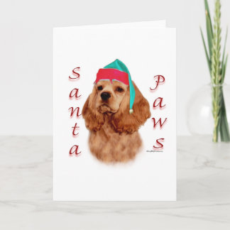 Cocker Spaniel (red) Santa Paws Holiday Card