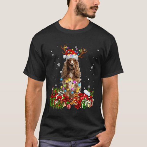 Cocker Spaniel Reindeer Xmas Christmas Dog T_Shirt