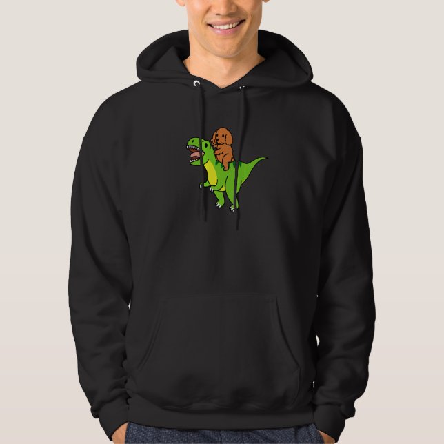 Cocker Spaniel Riding Rex Dinosaur Dog   Hoodie (Front)