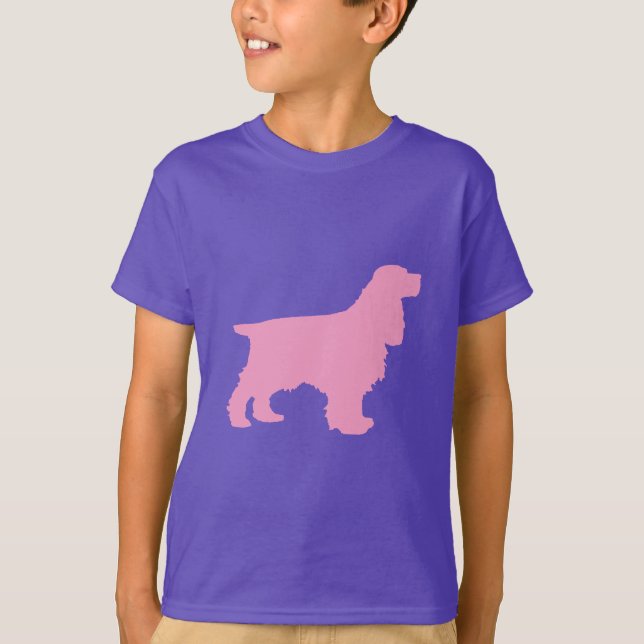 Cocker Spaniel Silhouette in Pink T-Shirt (Front)