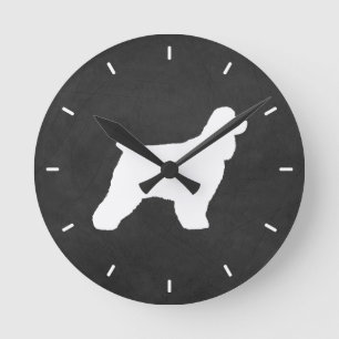 Cocker Spaniel Silhouette Round Clock