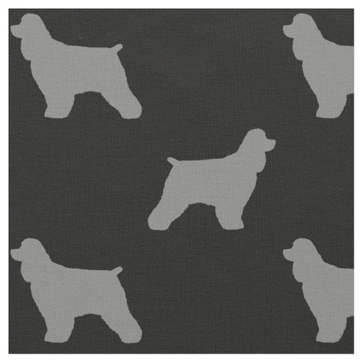 Cocker Spaniel Silhouettes Grey Patterned Fabric