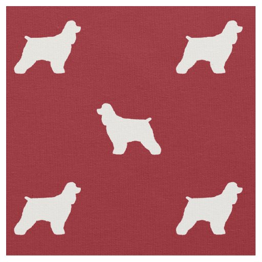 Cocker Spaniel Silhouettes Red and White Patterned Fabric
