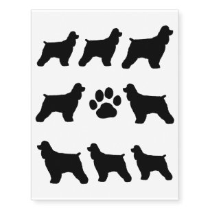Cocker Spaniel Silhouettes Temporary Tattoos