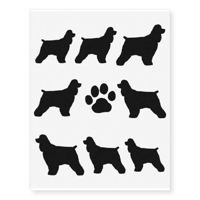 Cocker Spaniel Silhouettes Temporary Tattoos (Front)