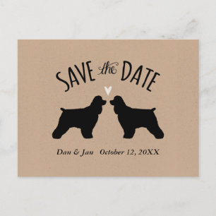 Cocker Spaniel Silhouettes Wedding Save the Date Announcement Postcard