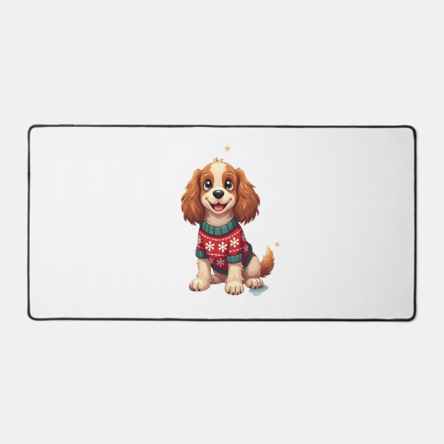Cocker Spaniel Snowflake Glow dog Desk Mat (Front)