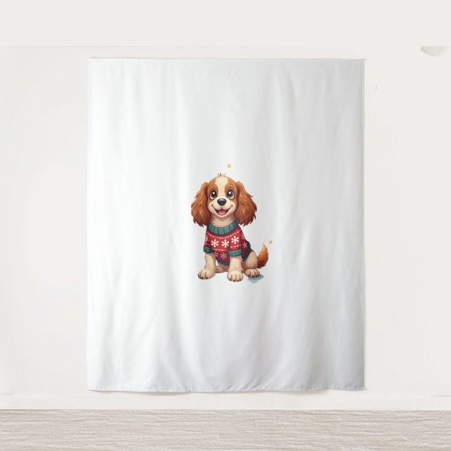 Cocker Spaniel Snowflake Glow dog Tapestry (Front)