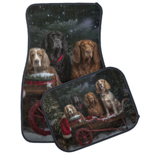Cocker Spaniel Snowy Sleigh Christmas Decor Car Floor Mat