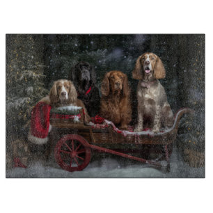 Cocker Spaniel Snowy Sleigh Christmas Decor Cutting Board