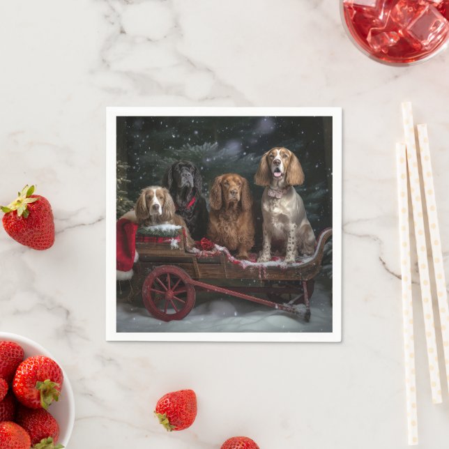 Cocker Spaniel Snowy Sleigh Christmas Decor  Napkins (Insitu)