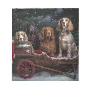 Cocker Spaniel Snowy Sleigh Christmas Decor Notepad