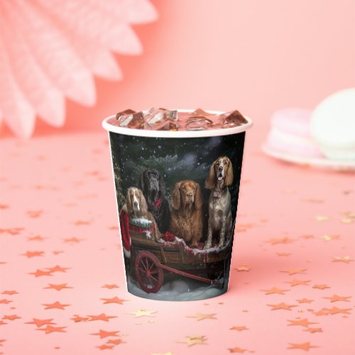 Cocker Spaniel Snowy Sleigh Christmas Decor  Paper Cups