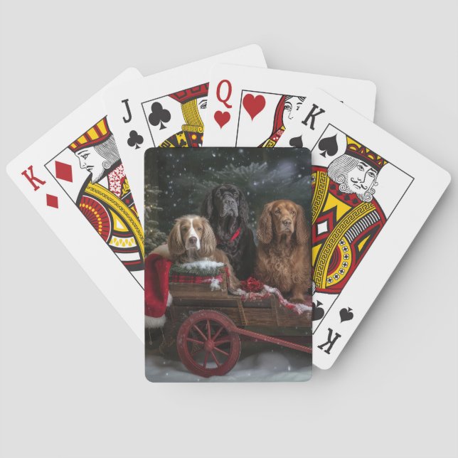 Cocker Spaniel Snowy Sleigh Christmas Decor  Poker Cards (Back)