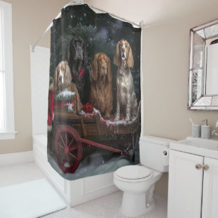 Cocker Spaniel Snowy Sleigh Christmas Decor Shower Curtain