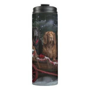 Cocker Spaniel Snowy Sleigh Christmas Decor   Thermal Tumbler