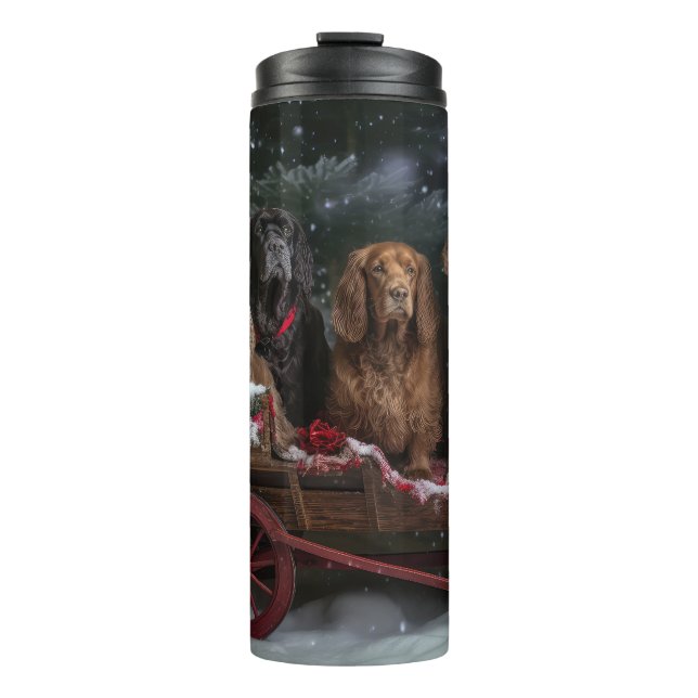 Cocker Spaniel Snowy Sleigh Christmas Decor   Thermal Tumbler (Front)