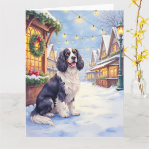 Cocker Spaniel Snowy Village Christmas Art Card