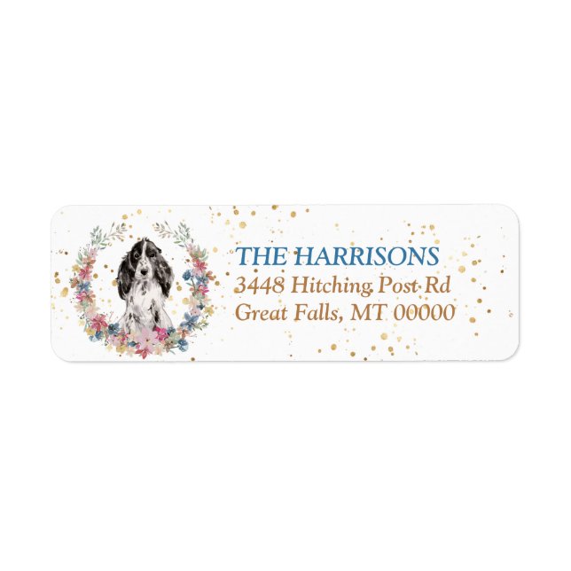 Cocker Spaniel Spring Flowers Wreath Label (Front)
