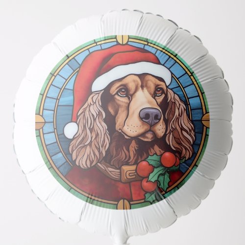 Cocker Spaniel Stained Glass Christmas  Balloon