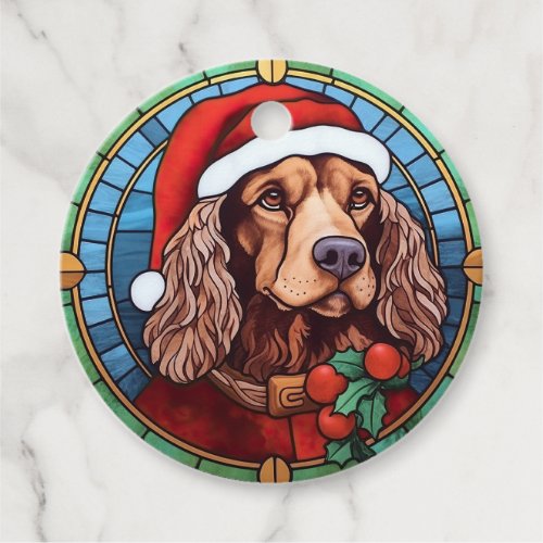 Cocker Spaniel Stained Glass Christmas  Favor Tags
