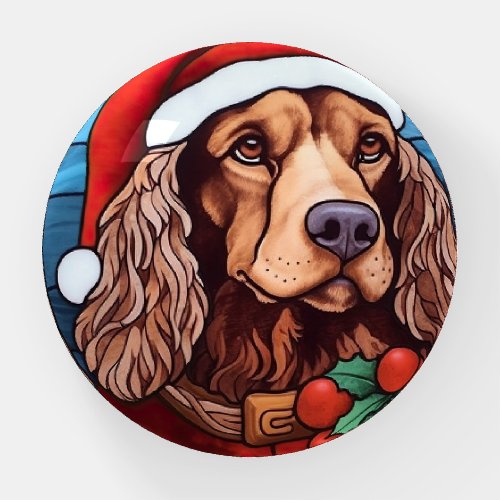 Cocker Spaniel Stained Glass Christmas  Paperweight