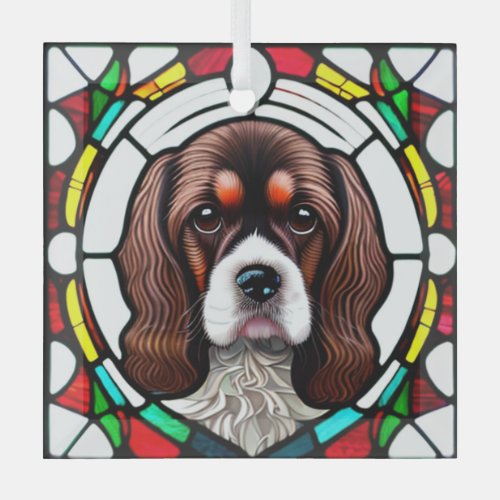 Cocker Spaniel Stained Glass  Glass Ornament