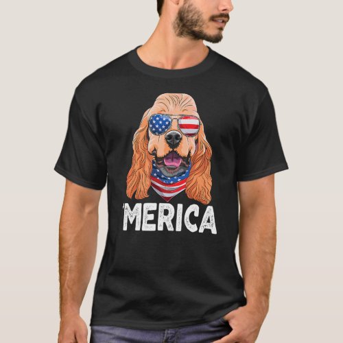 Cocker Spaniel Sunglasses American Usa Flag 4th Of T_Shirt