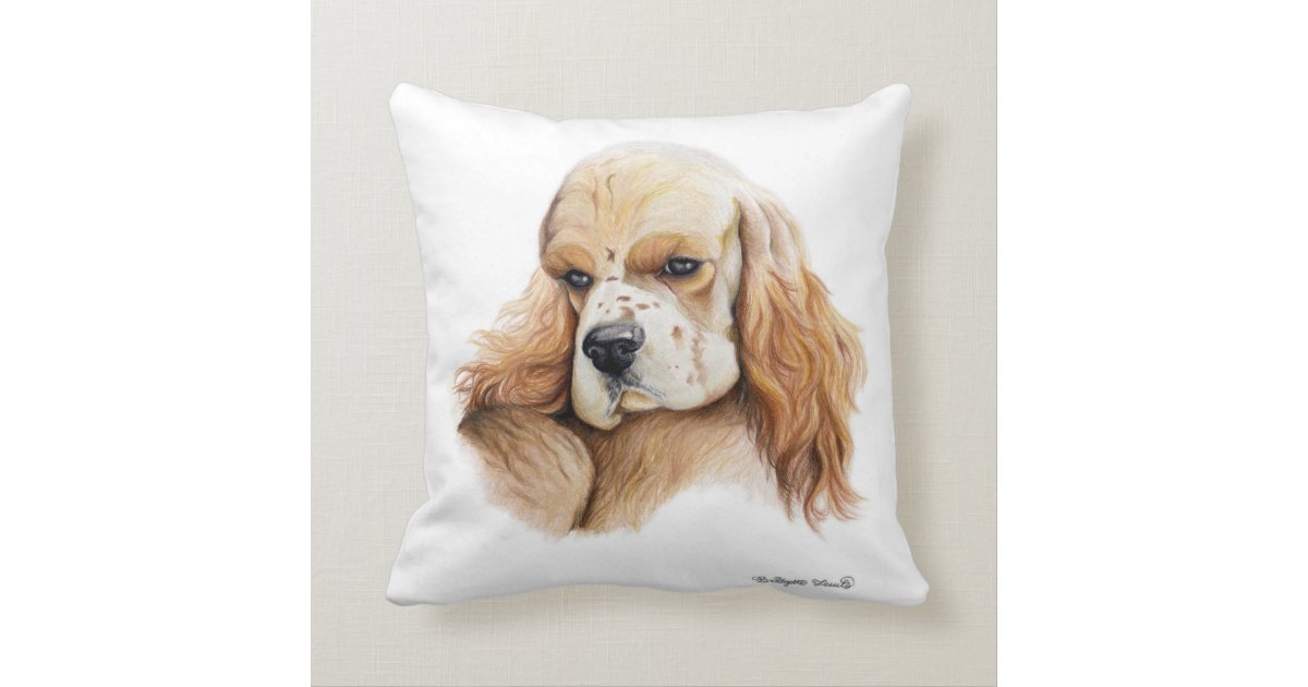 English Cocker Spaniel 'Tango' Spun Polyester Throw Pillow by Doggylips 