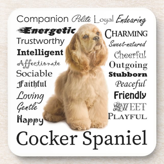 Cocker Spaniel Traits Coasters (Front)