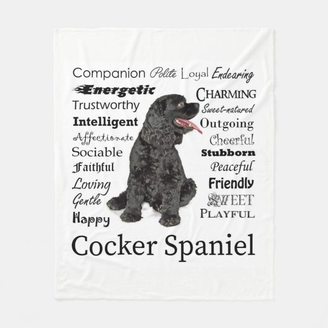 Cocker Spaniel Traits Fleece Blanket (Front)