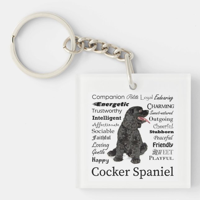 Cocker Spaniel Traits Keychain (Front)