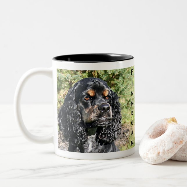 Cocker Spaniel Two-Tone Coffee Mug (With Donut)