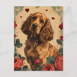 Cocker Spaniel Vintage Valentine's day  Postcard