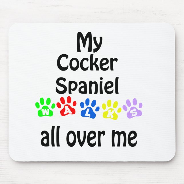 Cocker Spaniel Walks Design Mouse Pad (Front)